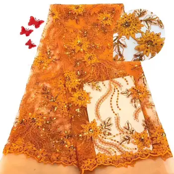 

Gold African Lace Fabric 2019 Embroidered Nigerian Wedding Lace Fabric High Quality French Tulle Lace Fabric Beads (6-19
