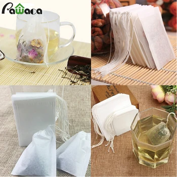 

100 Pcs/pack 3 Size Empty Tea Filter Bags Disposable Drawstring Herb Loose Tea Filter With String Heal Seal Filter Paper Bags
