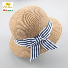 Летняя шляпа в британском ретро-стиле с большим бантом в полоску, Соломенная пляжная шляпа lm48
