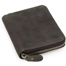 Crazy Horse кожа Для мужчин кошельки из натуральной кожи кошелек темно-коричневый Цвет короткие Винтаж кошелек на молнии Для мужчин M8083