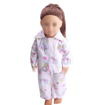 

18 inch Girls doll pajamas White koala pajamas suit Baby toys Dress fit 43 cm baby accessories c25