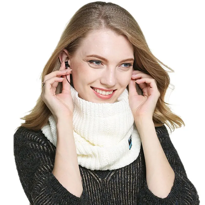 Беспроводной Bluetooth V3.0 мягкий шарф шейный платок зимний вязаный дизайн смарт шарф гарнитура наушники Динамик микрофон