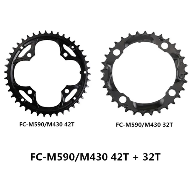 Новые оригинальные звездочки SHIMANO FC-M590/FC-M430 для горного велосипеда 44 T/42 T/32 T/22 T, запасные части, совместимые с Shimano - Цвет: 44T 22T