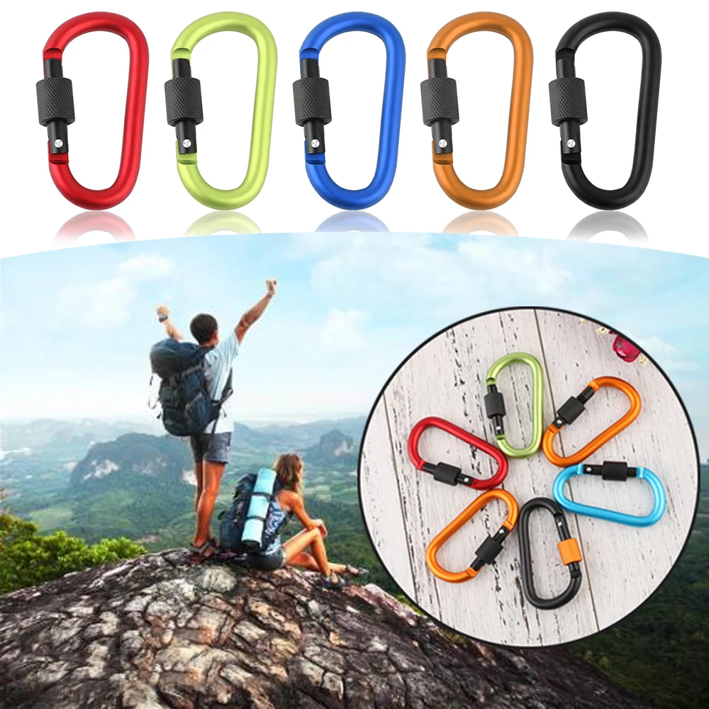 

Random Color 1Pcs Portable New Aluminum Carabiner D-Ring Key Chain Clip Camping Keyring Snap Hook Outdoor Travel Kit