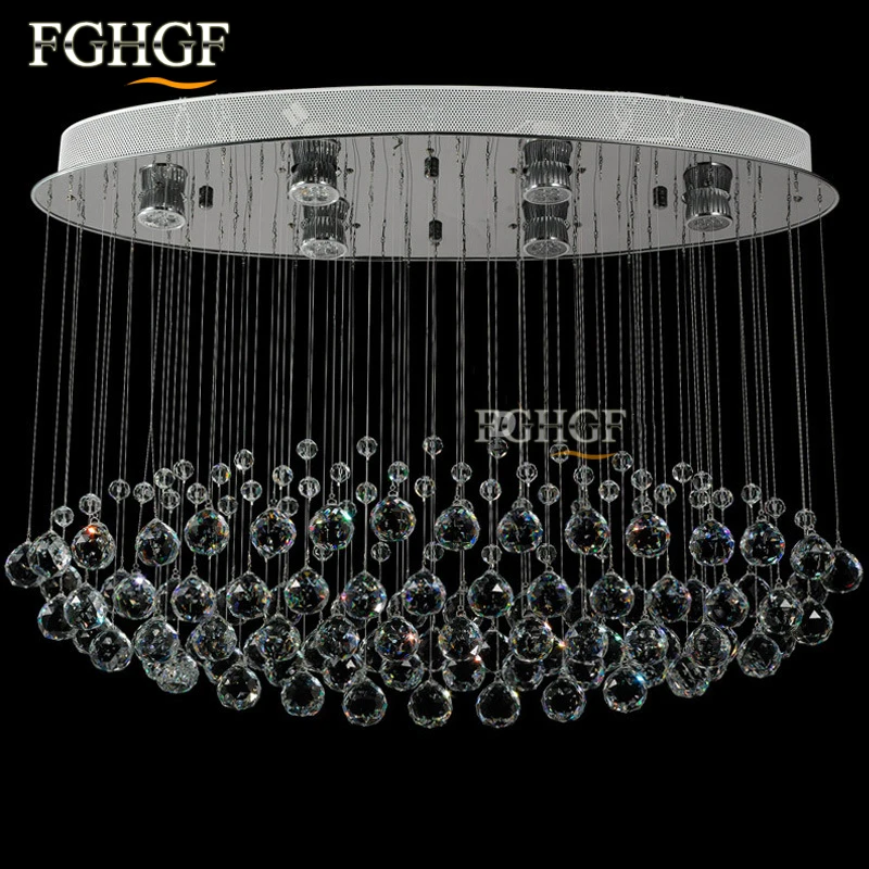 Modern Luster Crystal Chandeliers Lighting Fitting Oval Flush Mounted Pendant Lamp For Foyer Dining Room Restaurant Decoration (4)