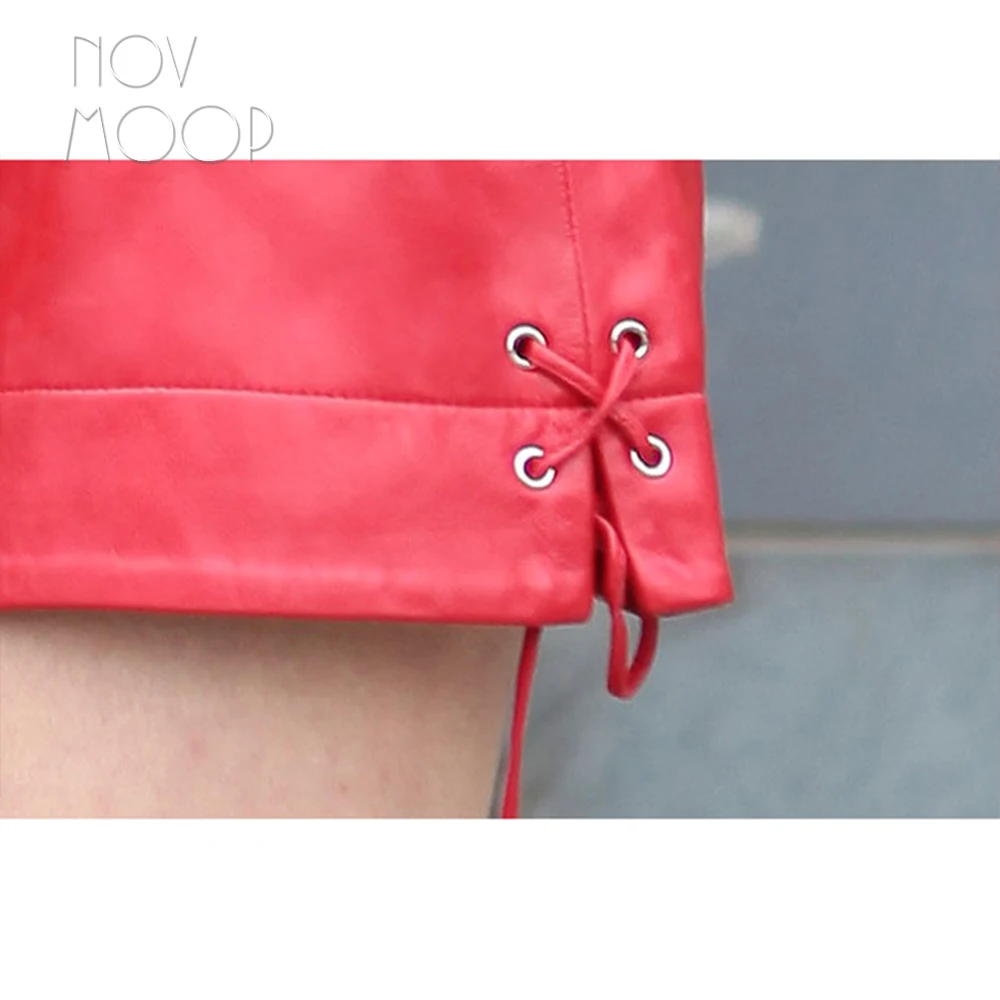 center red ligne Mujer Véritable Etek A Pic Cuir Pic D'agneau Vêtements Mini Rouge Zipper Black Lt1810 Conception Faldas Off Per Jupe Réel Femme Noir ZWSB4cq