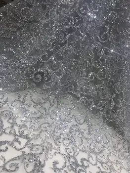 

luxury glued glitter mesh tulle lace fabric CiCi-71533 for sawing dress