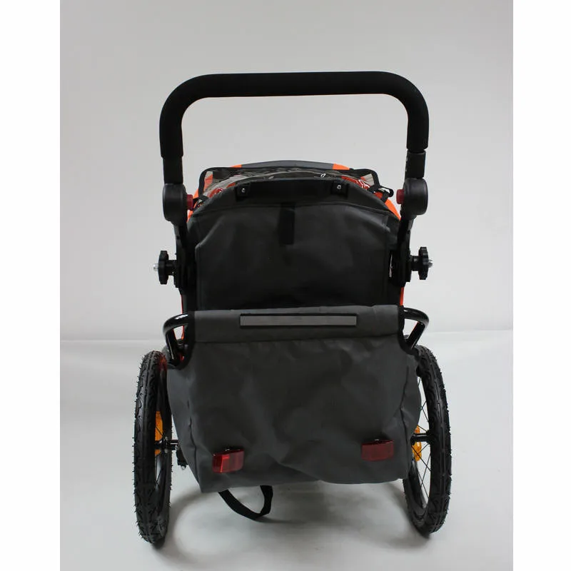 New Arrival 2 in 1 Bicycle Trailer with 16-Inch Inflatable Wheel, 1 Seat Kids Bike Trailer, Orange Color Baby Stroller