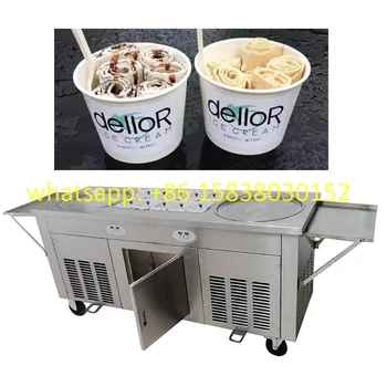 

Nice fried ice cream machine/ ice cream roll machine with 10 boxes double round pans