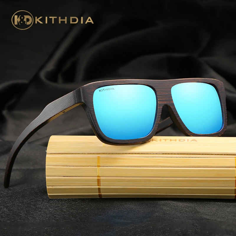 KITHDIA поляризационные бамбуковые солнцезащитные очки, мужские деревянные солнцезащитные очки, брендовые дизайнерские зеркальные солнцезащитные очки Oculos de sol masculino