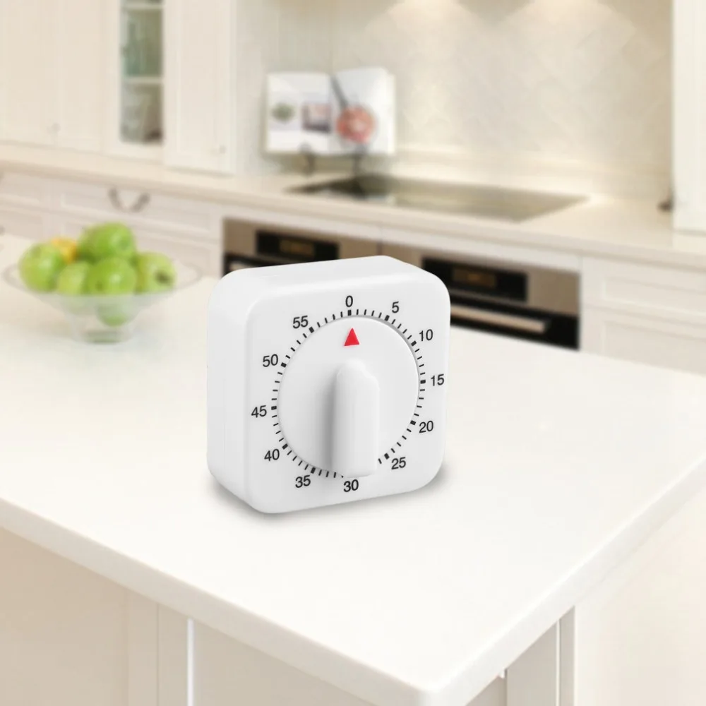 Square 60 Minute Mechanical Kitchen Cooking Timer Alarm Clock Food Preparation 