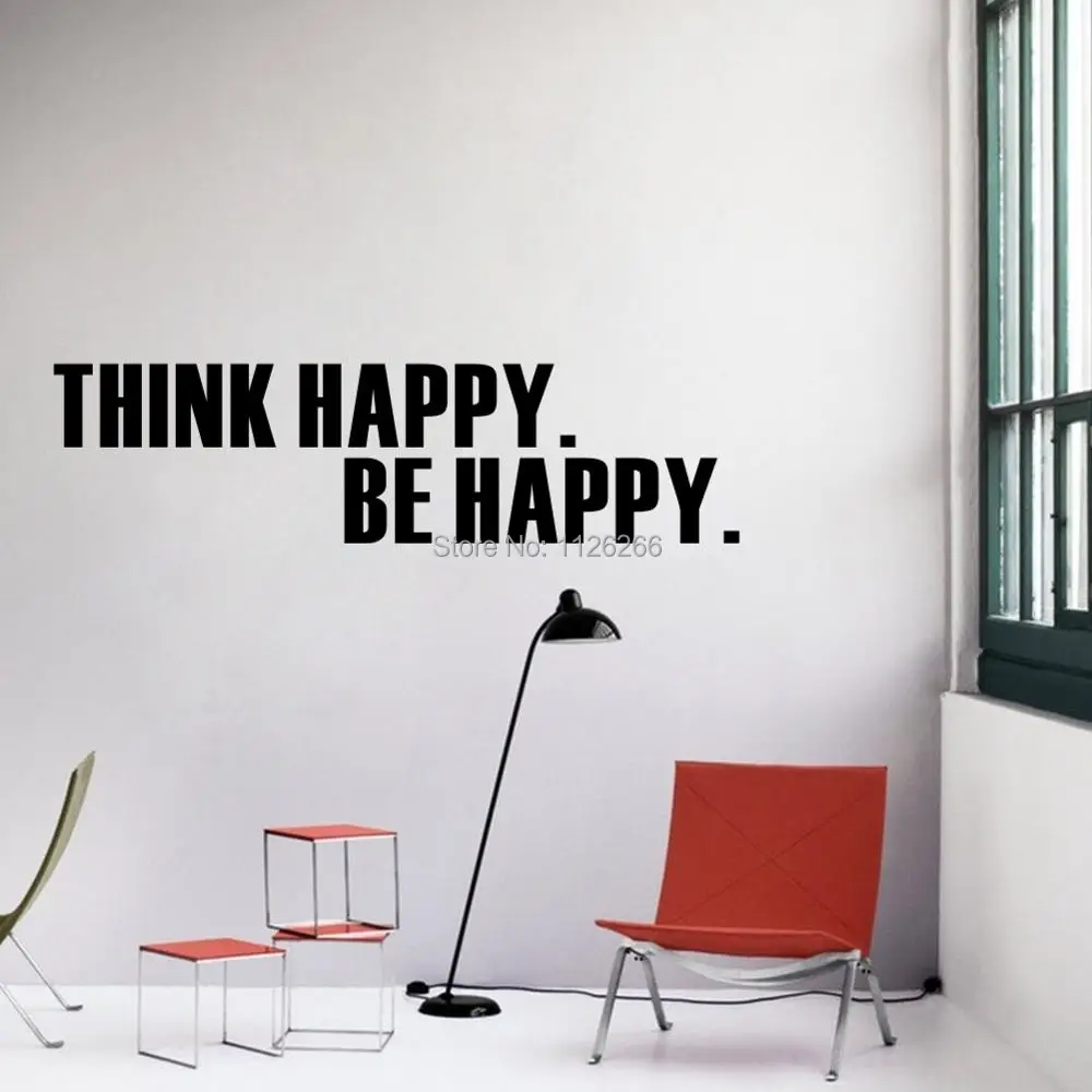 Think Happy Be Happy Quote Wall Decal Art Vinyl stickers Removable