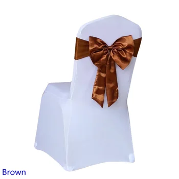 

Brown Colour chair sash Butterfly style satin sash with lycra sash fit all chairs spandex wedding chair sash wholesale
