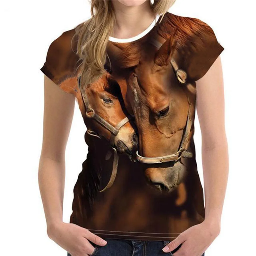 JAYCOSIN/футболка с 3D принтом лошади для мальчиков, г., комфортный летний топ с принтом забавных животных для подростков, футболка с короткими рукавами одежда для мальчиков и девочек, топы