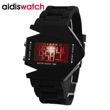 Горячая Распродажа, бренд Addies, в форме самолета, детский светодиодный, цифровые часы, 3 АТМ, повторитель, будильник, цветной ЖК-дисплей, для мальчиков и девочек, детские спортивные наручные часы