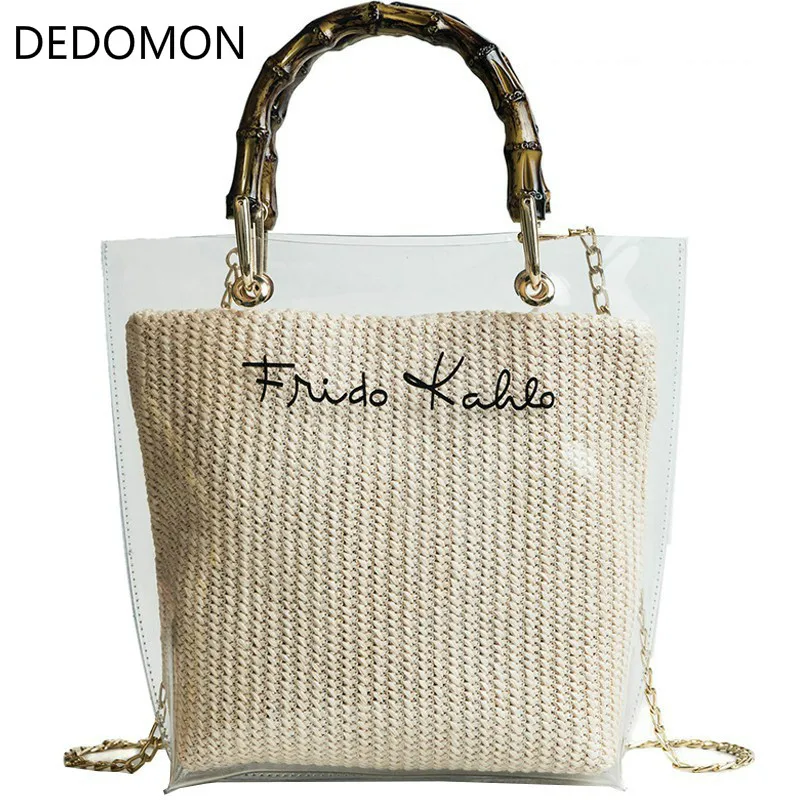 

Summer 2018 Small Handbag Transparent Women Hand Bags Chain Straw bag Lady Travel Beach Shoulder Cross Body Bag Holiday