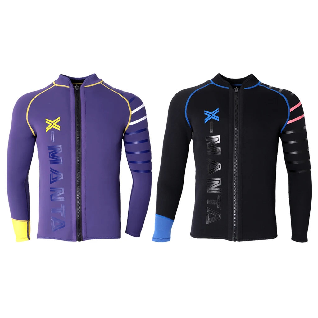 

Mens 3mm Neoprene Diving Swimsuit Wetsuit Jacket for Scuba Diving Surfing Snorkeling Swimming Water Sports Purple Black