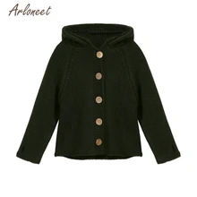 Arloneet/милые свитера; Новинка года; вязаные хлопковые однотонные длинные пуловеры с капюшоном для маленьких мальчиков и девочек; кардиган; теплая одежда; OB18
