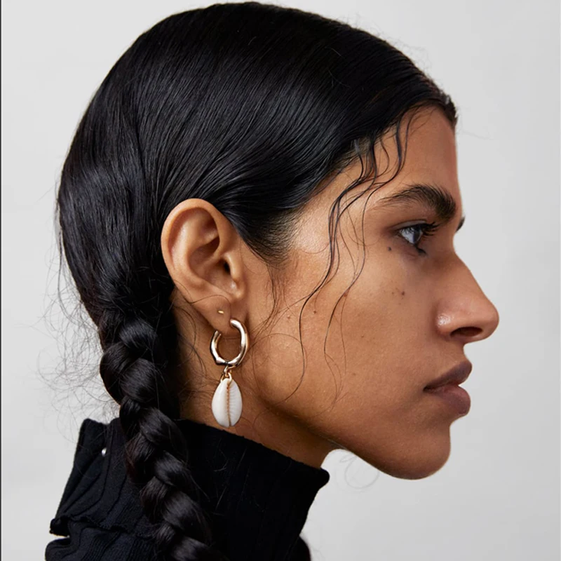 

JRYFAC 2019 ZA New Hot Selll Seashell Metal Drop Earrings For Women Trendy Earring Wholesale Factory Direct Price Jewelry