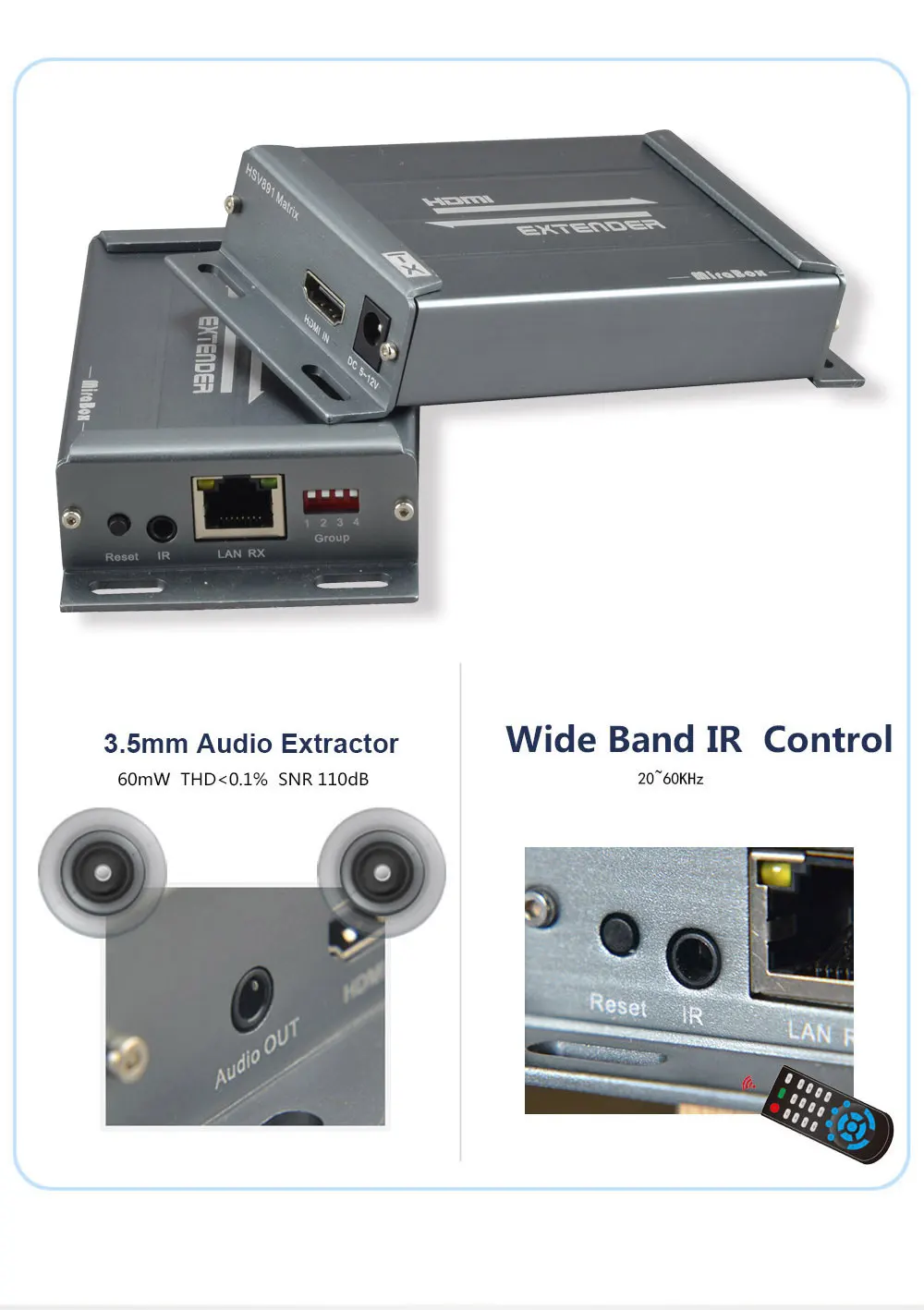 4x4 HSV891 Matrix HDMI Extender with IR over Cat5 Transmitter and Receiver via Cat6 to UTP Rj45 Ethernet HDMI Extender over IP (6)