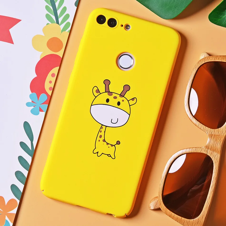 TOMKAS Cute Cartoon Giraffe Case on for Huawei Honor 9 Lite 10 Floral Yellow Hard Phone Case on Honor 7A 7C 7A Pro Back Cover    (1)