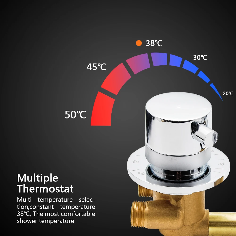 Robinet de douche thermostatique en laiton Assad, robinetterie, contrôle de la température du centre commercial, Intubation, 10cm, 3/4 cm, 2 sorties, 12.5 sorties