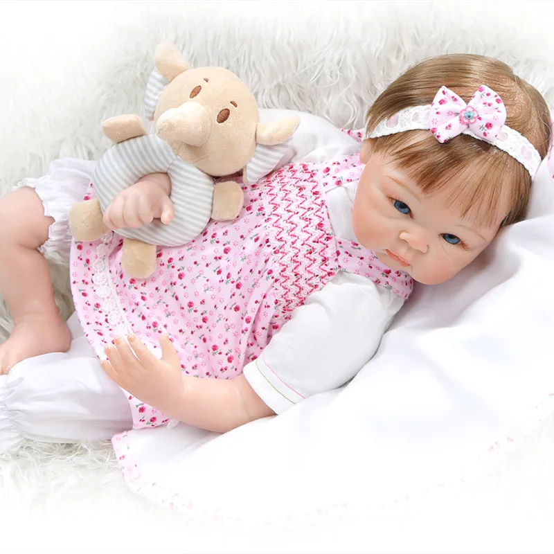 NPK55CM, От 0 до 3 месяцев, настоящая детская кукла, realitic reborn baby doll, Реалистичная мягкая силиконовая кукла для маленькой девочки, Утяжеленные волосы