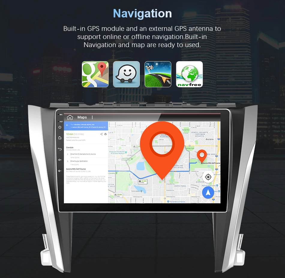 Excellent Eunavi android 9.0 car dvd gps multimedia player For Toyota Camry50 2012 car dvd navigation radio video audio player 4G+32G PX6 14