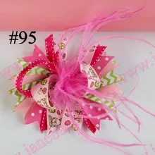 320 шт, новинка, 4,5 дюймов, бант для волос из перьев, модный бутик для девочек, банты для волос с животным принтом, банты из ленты