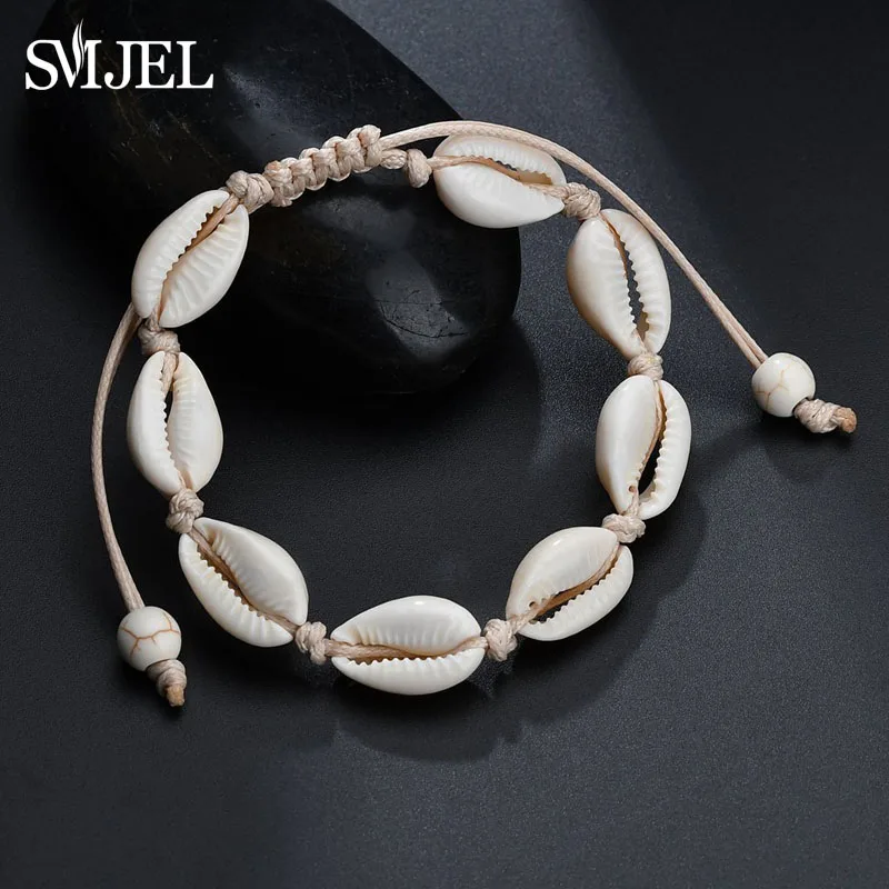 

SMJEL Natural Seashell Hand Knit Bracelet Shells Bracelets for Women Jewelry Accessories Beaded Strand Bracelet joyeria mujer