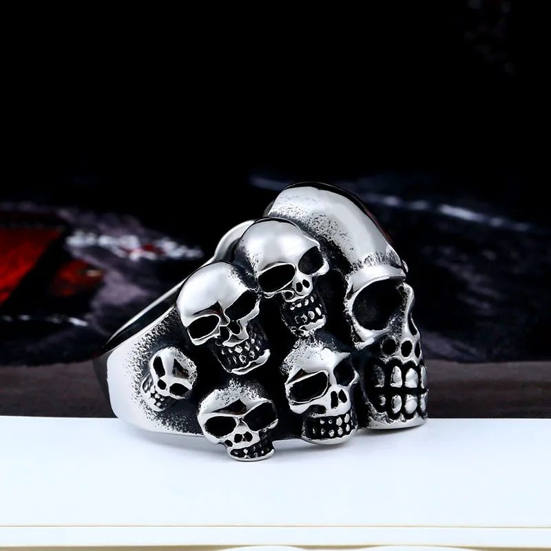 Beier new store 316L Stainless Steel high quality Biker ring Punk Lots of Skull Ring for men Fashion Jewelry LLBR8-079R