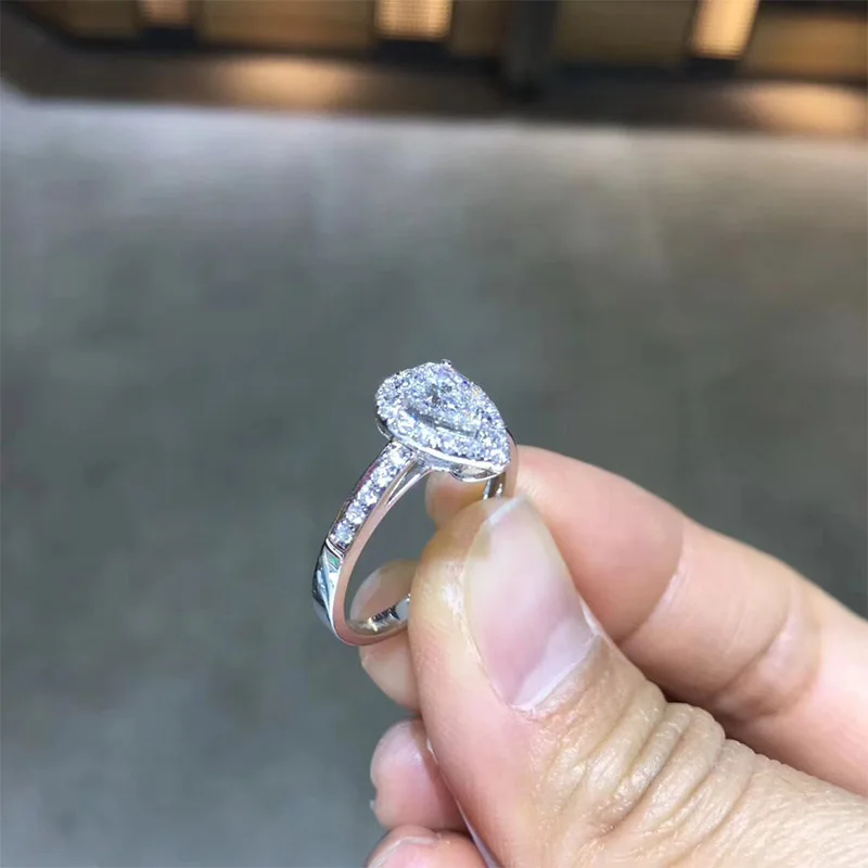 ANI 18K Белое Золото (AU750) обручальное кольцо 0 76 CT GIA Certified VS2 огранка груши настоящий