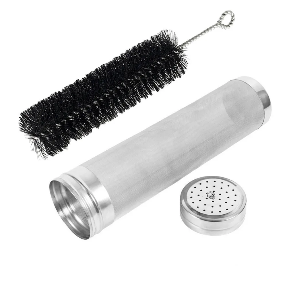 Stainless Steel Dry Hopper Beer Cartridge Filter 300 Micron Mesh Multi-function Screen Boil Ingredient with Brush | Дом и сад