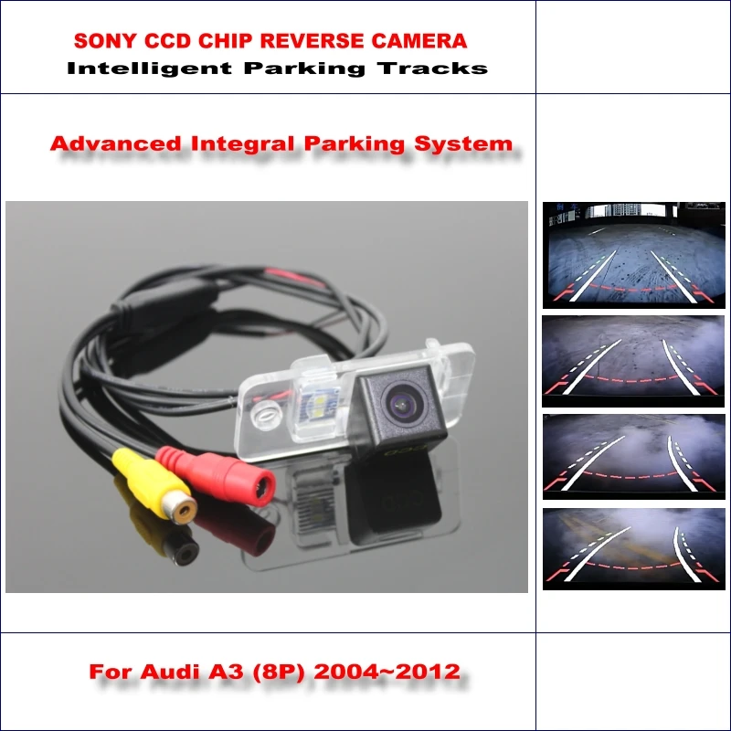 

For Audi A3 2003-2012 Car Rear Camera Backup Reverse NTSC RCA AUX HD SONY Intelligent Parking Tracks CCD CAM