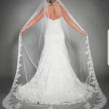 3 метра, 1 слой, свадебная вуаль, свадебная вуаль белого цвета и цвета слоновой кости с гребнем, свадебные аксессуары, аппликация по краям