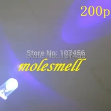 200 шт. 5 мм круглые светодиодные фиолетовый/UV LED Лампы для мотоциклов прозрачный светодиодные лампы 395-400nm