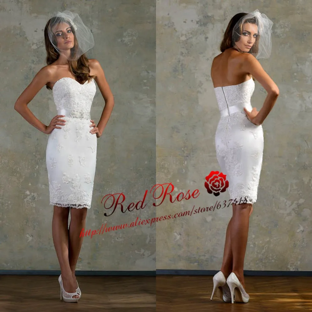 

Short Lace Wedding Dress Beach Cheap Wedding Dress with Appliques Sequins Vestido de Noiva Curto Barato