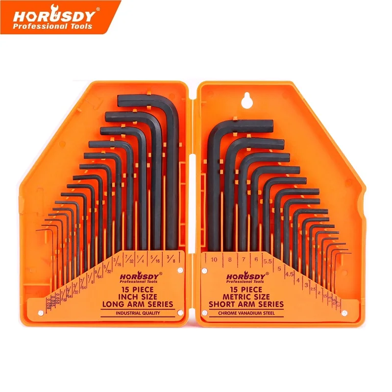 

HORUSDY 30pcs Wrench Set Hex agon Flat Head Wrench Universal Key Set SAE Standard Short Long Arm CrV Steel Bicycle Repair Tools