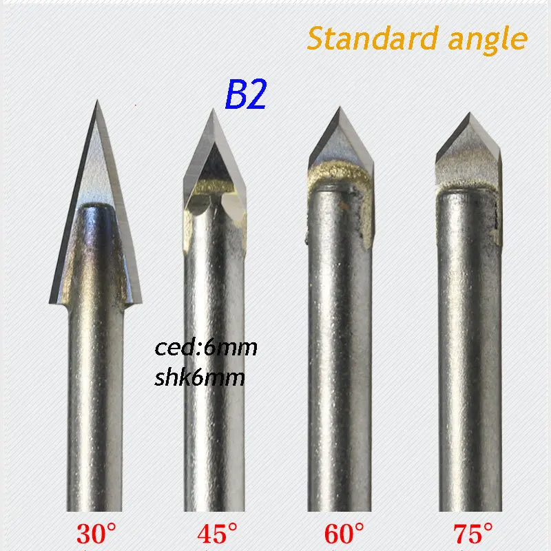 Fraise carving angle de 60° diamètre 16mm avec queue diamètre 6mm