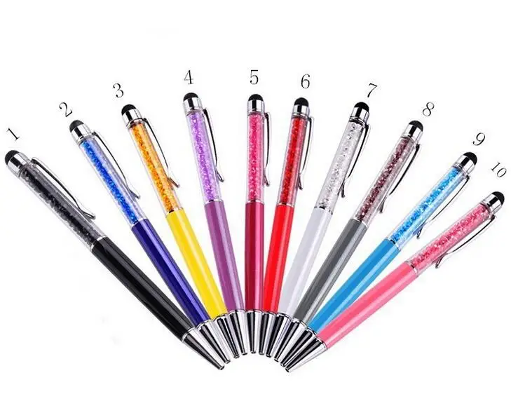 

colors crystal pen ballpoint pen + Touch Pen stylus 2 in 1 roller gift ball pen school stationery promotion office supplies