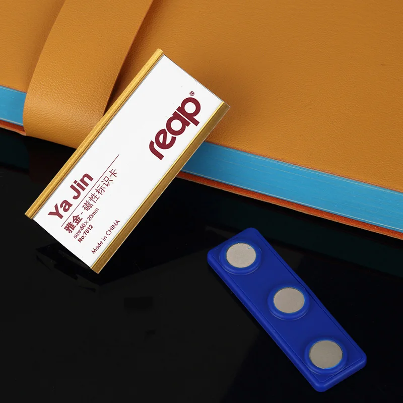 Reap 7011 имя держатель значка булавки/магниты металлическое имя значок в форме пластины держатель карты имя тег - Цвет: 60x20 magnetic
