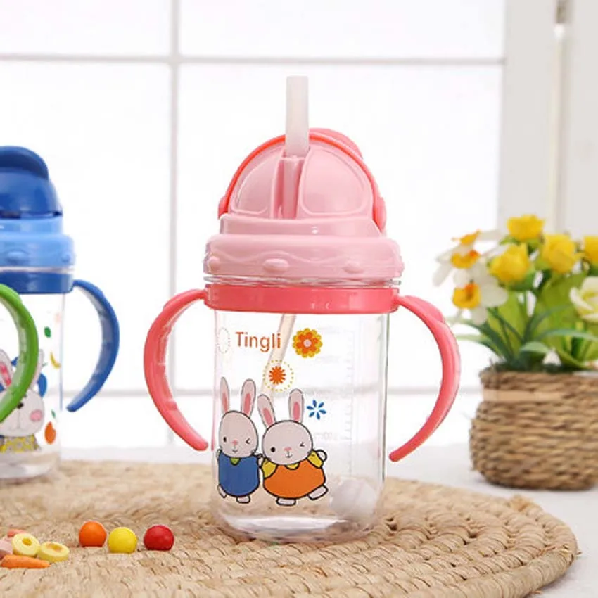 280ml Baby Rabbit Feeding Bottle Kids Water Milk Bottle Soft Sippy