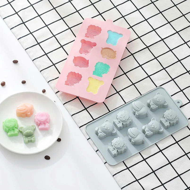 1 PC Cartoon Animal Bear Lion Hippo Chocolate Mold DIY Silicone Baking Tool Cake Decoration Microwave Cookweare Lollipop | Дом и сад