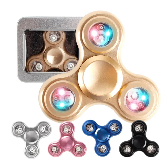 Долгое Время Мощный Алюминиевый Непоседа Spinner СВЕТОДИОДНОЙ Вспышкой Света Палец Руки Фокус EDC Стресс Игрушки для Детей Взрослых