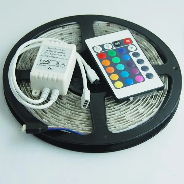 

5M 300 LED RGB 5050 waterproof led Strip + 24 key IR Remote Controller DC 12V free shipping