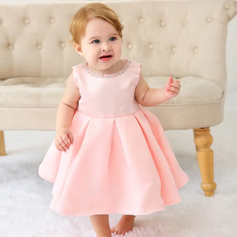 Iyeal Baby Girl S Dresses Toddler Newborn Bowknot Christening Baptism Dress Infant Flower Girls Wedding Dresses Blue Pink Color Aliexpress