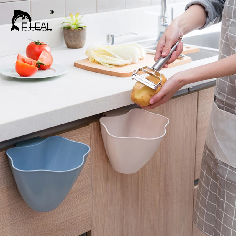 

FHEAL Multipurpose Kitchen Cupboard Door Hanging Garbage Cans Desktop Rubbish Organize Container Debris Trash Bins Storage Box
