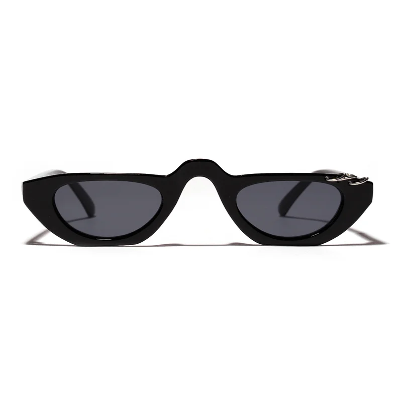 YOOSKE кошачий глаз солнцезащитные очки женские роскошные Брендовые мужские солнцезащитные очки элегантные винтажные плоские маленькие овальные солнцезащитные очки UV400 - Цвет линз: Черный