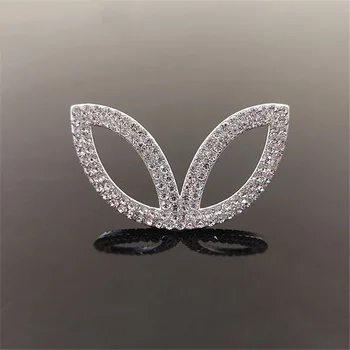 

50pcs Rhinestone Applique Rabbit Ear Crystal Hairpin Head Wear Flatback Embellishment Kids Garment Bag Shoes Decoration Badge