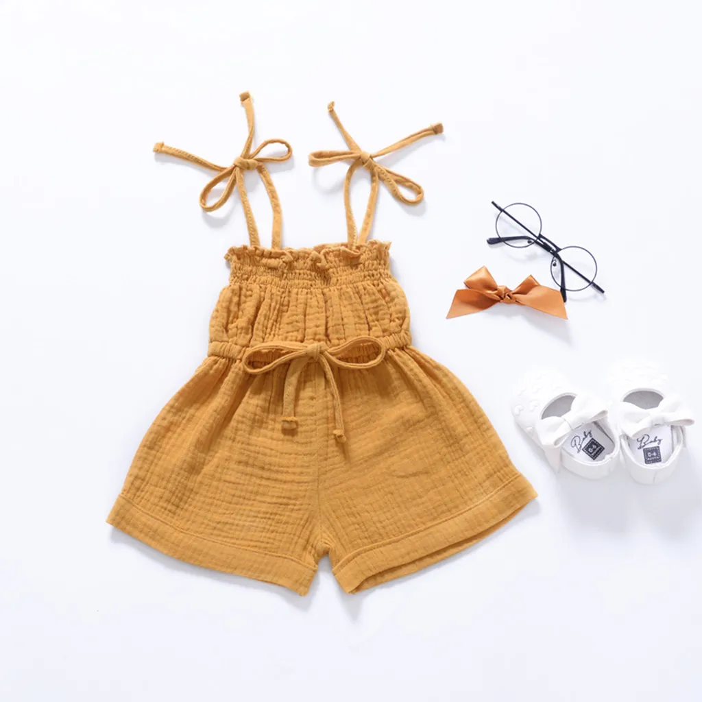 SAGACE/Летние Боди для маленьких девочек; однотонные Топы; одежда без рукавов; милая летняя детская одежда с рюшами для малышей